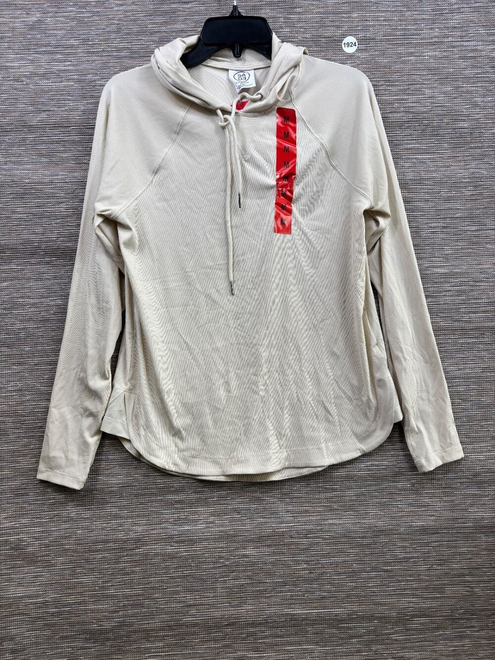 SAGE Hoodie Sweatshirt Womens Size M Tan Long Sleeve Drawstring Lightweight NEW